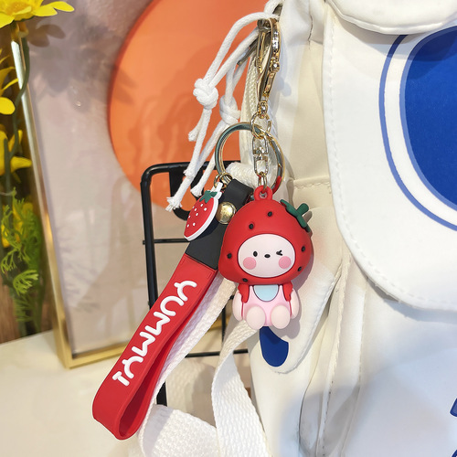Creative cartoon fruit animal keychain cute car key holder book bag small ornament key chain wholesale