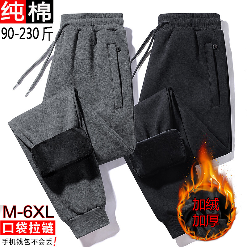 Winter New Style Pure Cotton Fleece-Lined Thickened Sports Casual Pants for Men, Jogger Pants, Trendy Brand, Loose Straight-Leg, Plus-Size Long Pants Winter New Style Pure Cotton Fleece-Lined Thickened Sports Casual Pants for Men, Jogger Pants, Trendy Brand, Loose Straight-Leg, Plus-Size Long Pants