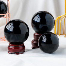 厂家直销 黑曜石球摆件 水晶原石打磨黑水晶球厂家批发特价外贸