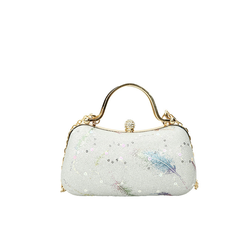 Bolso de mujer retro transfronterizo 2025 nuevo bolso de cena de pañuelo de plumas bolso de cadena de hombro