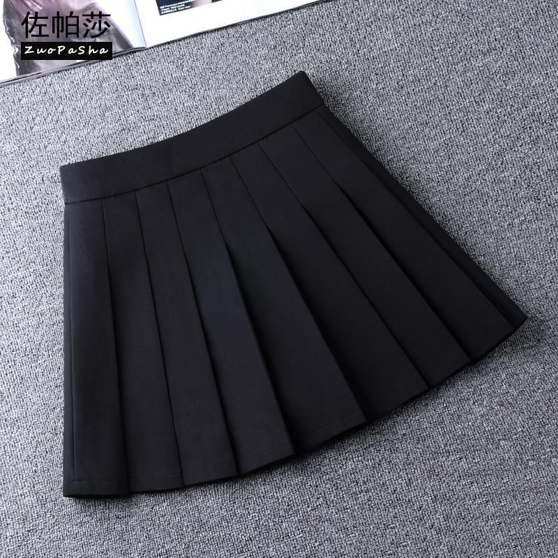 BlAck PleAted Skirt Girls WeAr Skirt 2022 New A-line Skirt High WAist VersAtile BAby Short Skirt