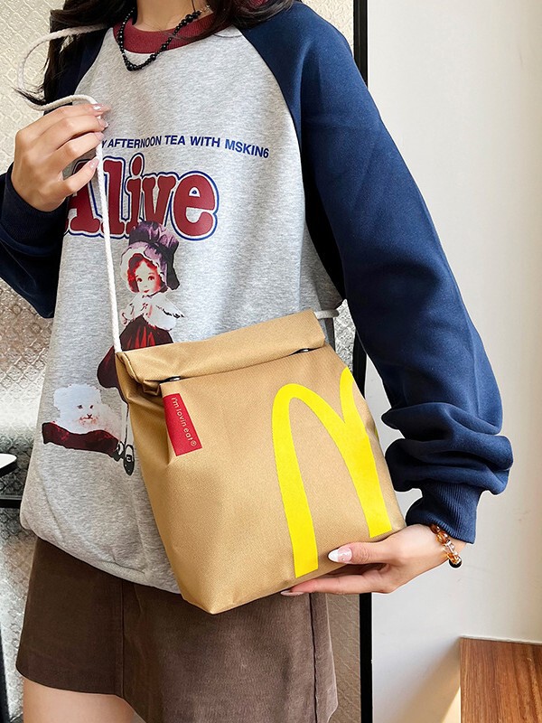 2025 春夏新作プリントマクドナルドワンショルダー学生クラス多目的大容量通勤バッグパーソナライズ|undefined