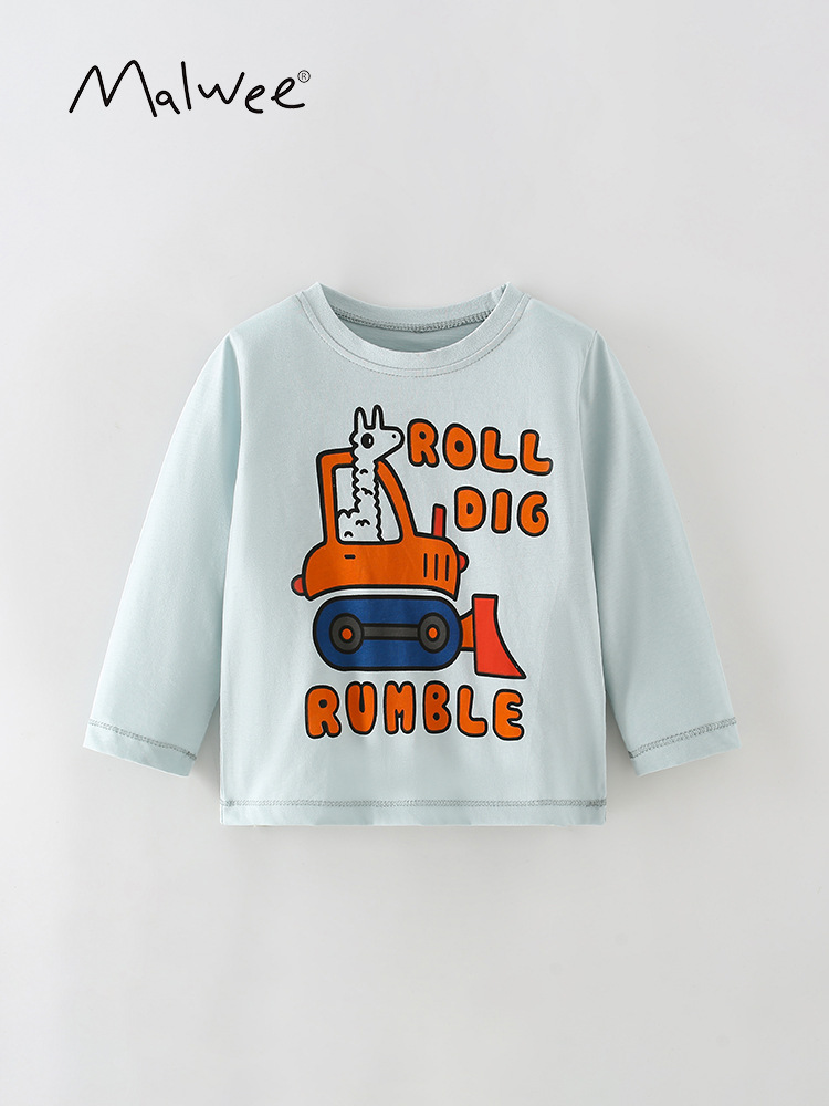 En stock malwee camiseta de los muchachos otoño nuevo cuello redondo camisa europea y americana de los niños de manga larga casual bottoming top