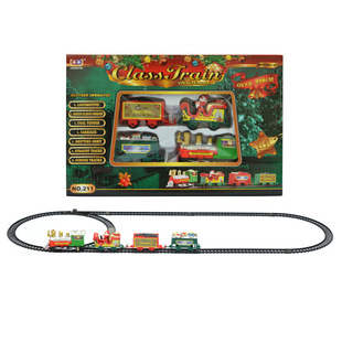 Cross-border electric light music Christmas track car simulation atomization smoke train multi-layer catapult car model toy