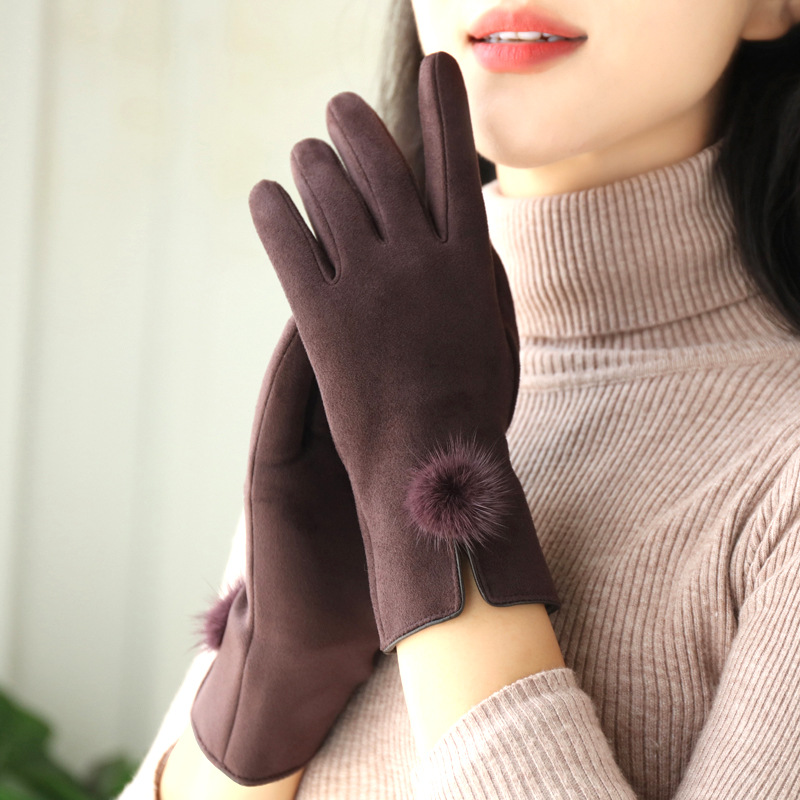 Men's Gloves Spring and autumn winter suede plus velvet gloves touch screen riding driving non slip warm cold Gloves_voghion.com