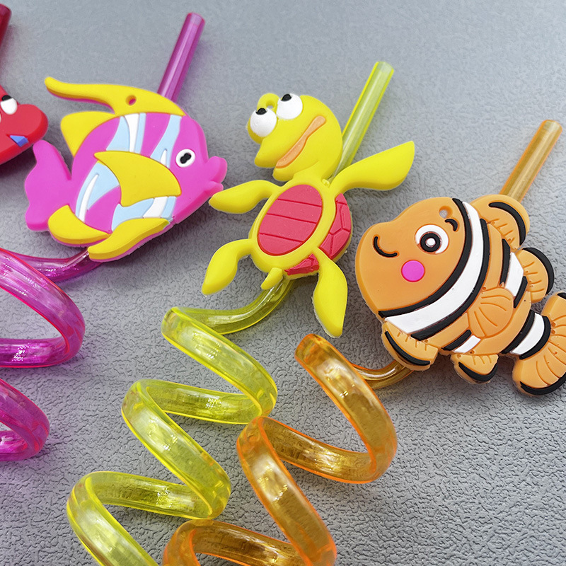 Amazon transfronterizo submarino de dibujos animados de plástico biológico paja mundo submarino Niños Accesorios de dibujos animados fiesta pequeño regalo