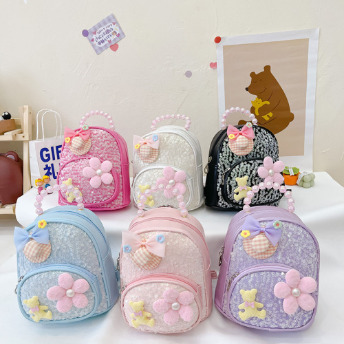 Kindergarten kid backpack, cute baby PU sequined backpack, little princess snack bag, small school bag for outing