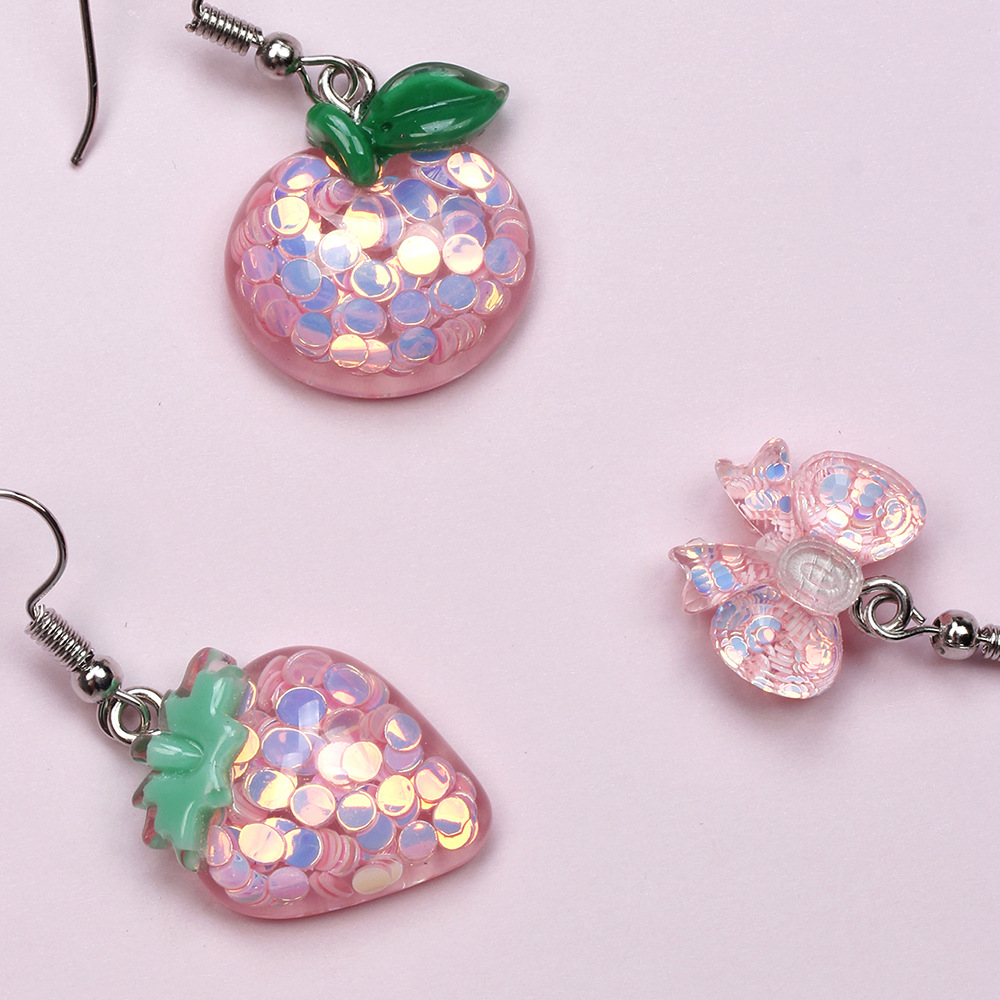 Fashion Crown Flower Resin Handmade Kidu0027S Drop Earrings 3 Pairs