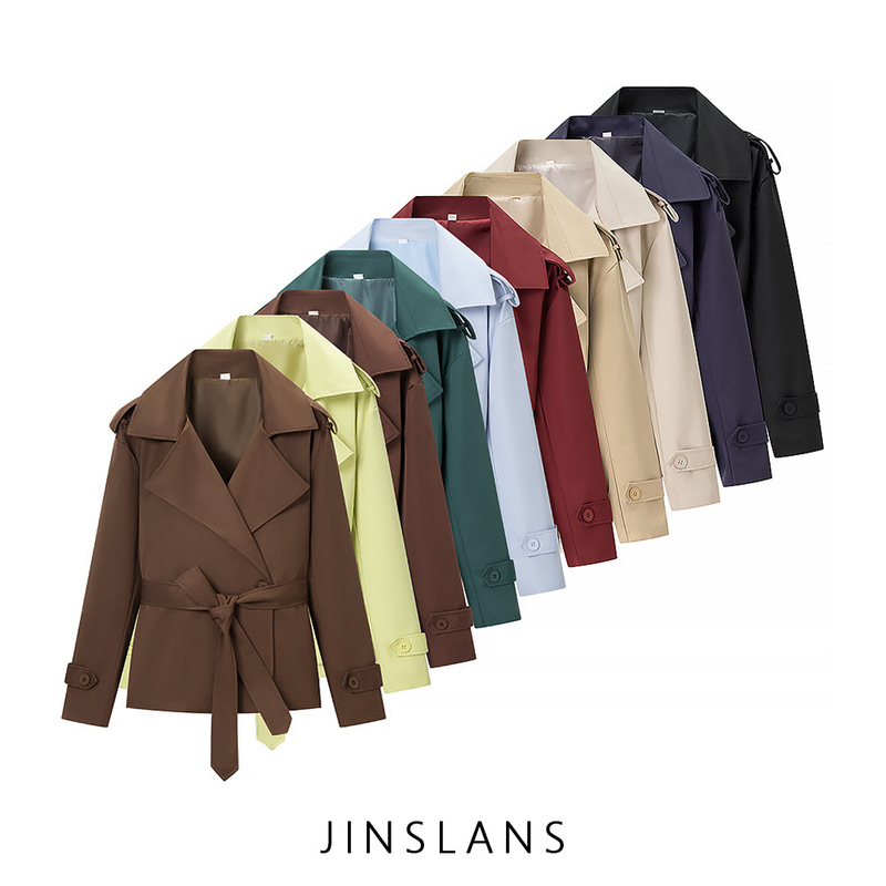 Cross-Border Foreign Trade Wholesale Za European and American Style Women's New Fashion Casual Versatile Everyday Solid Color Belted Short Jacket