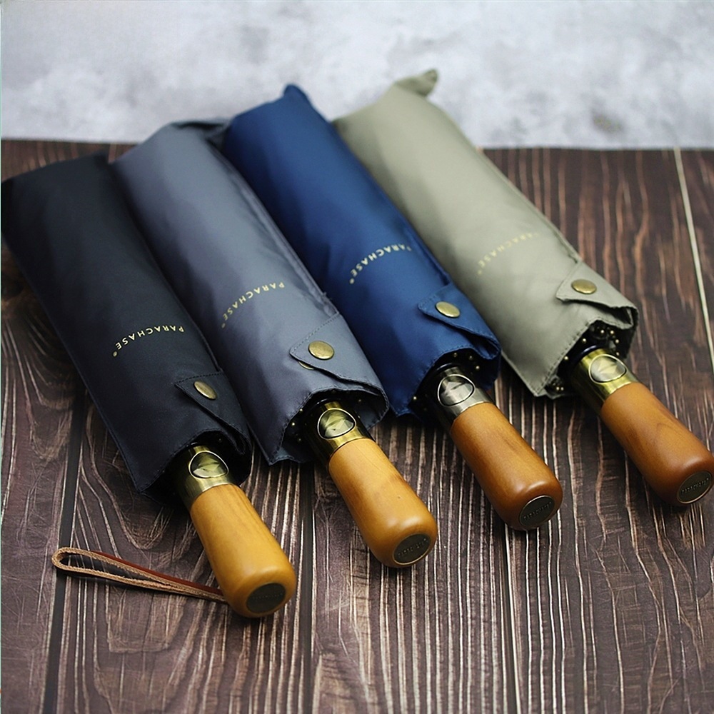 PARACHASE 全自動雨傘三摺疊十骨雙層加大防風商務廣告晴雨傘批發