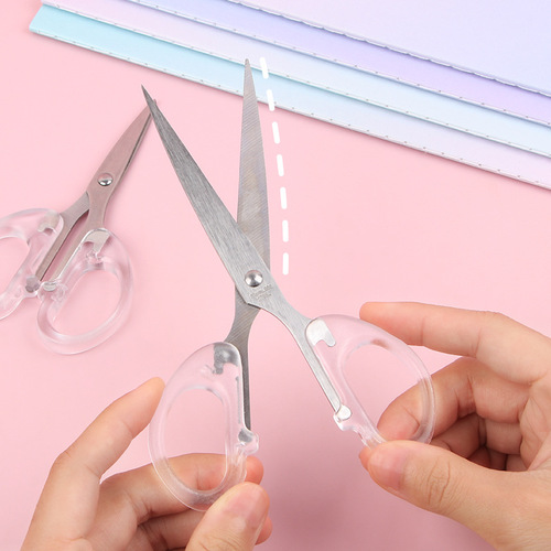 ins simple office scissors transparent handbook portable handmade scissors student art paper scissors wholesale