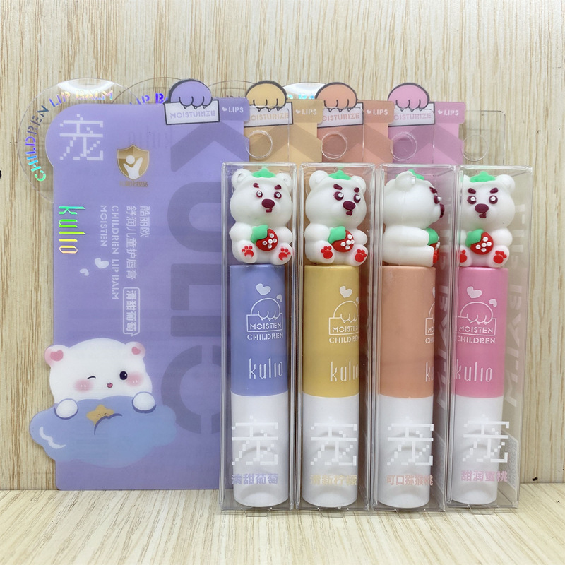 Bálsamo labial incoloro Lei Qi, hidratante, diseño de dibujos animados