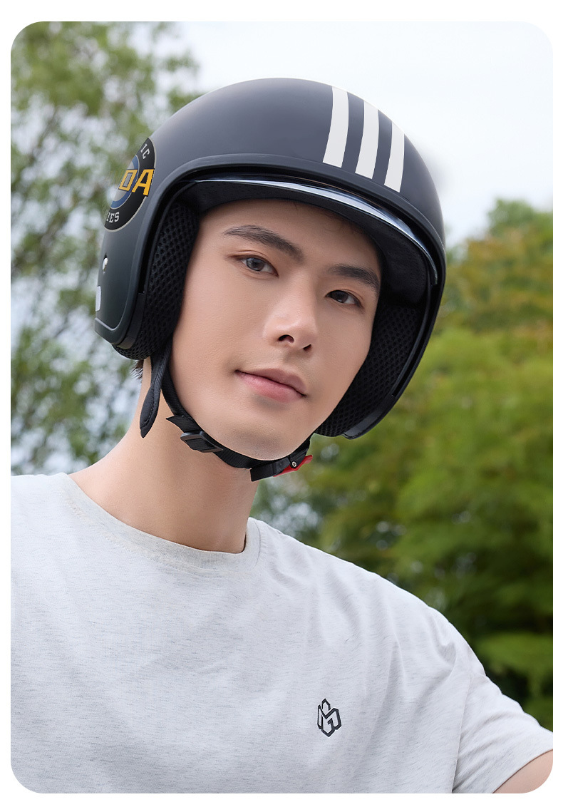 Ad Electric Motorcycle Helmet 3C Certified Men's and Women's All-Season Half Helmet Winter Warm Battery Car Helmet