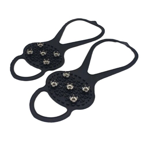 Anti-slip shoe cover five-tooth crampon outdoor ice and snow winter shoe spike sole artifact mountaineering snow claw for the elderly and children