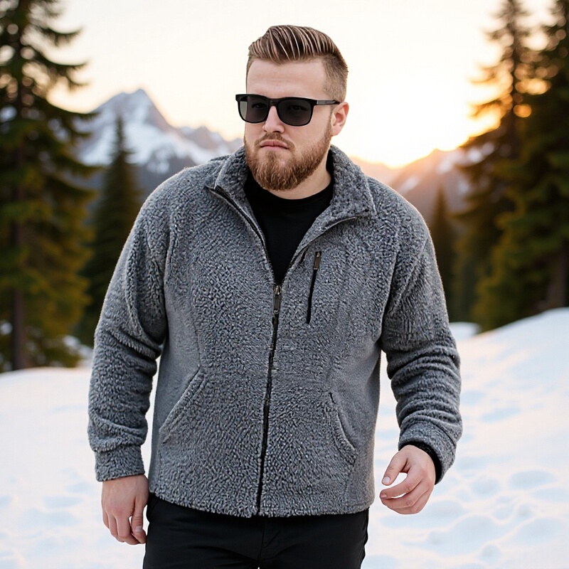 Outdoor Fleece Autumn and Winter Plus Fat Plus Size Teddy Cashmere Men's Cardigan Stand Collar Zipper Jacket Jacket 2623 Outdoor Fleece Autumn and Winter Plus Fat Plus Size Teddy Cashmere Men's Cardigan Stand Collar Zipper Jacket Jacket 2623