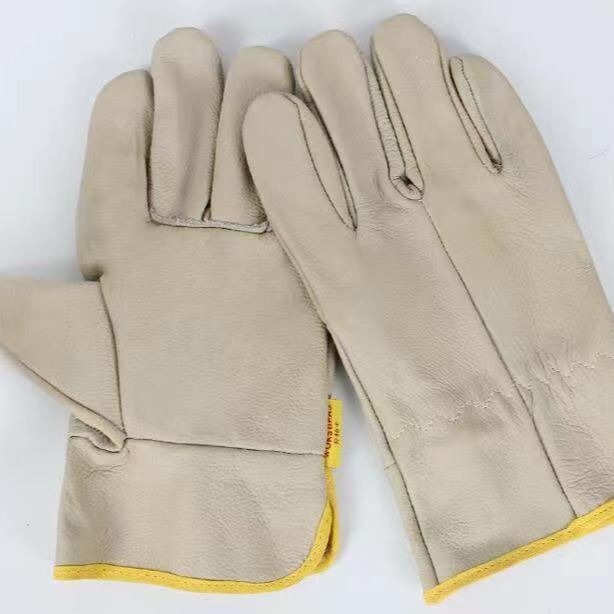 批发电焊手套牛皮短款光面皮司机耐磨隔热手套搬运造船焊工皮手套