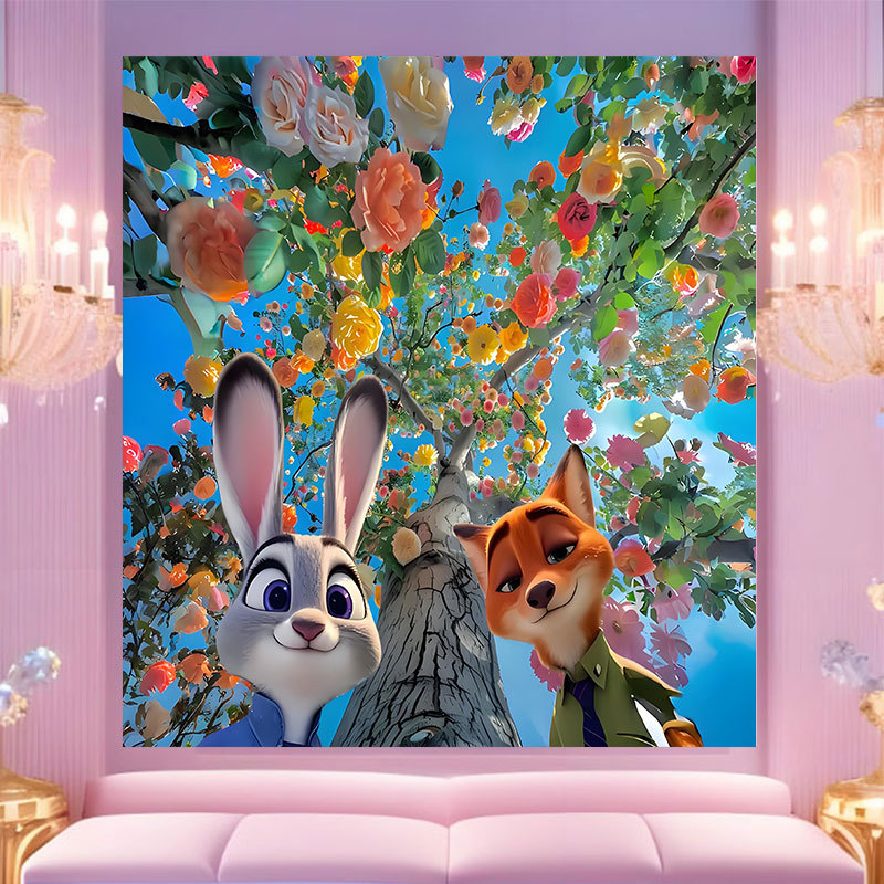 20 * 20 Crazy Zoo City pintura digital a mano diy dibujos animados pintura a mano Judith Decoration