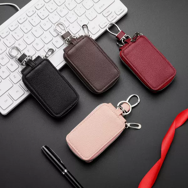 Cross-Border Wallet Men's Key Case Lychee Pattern Pu Car Key Storage Bag Versatile Pendant Car Key Coin Purse