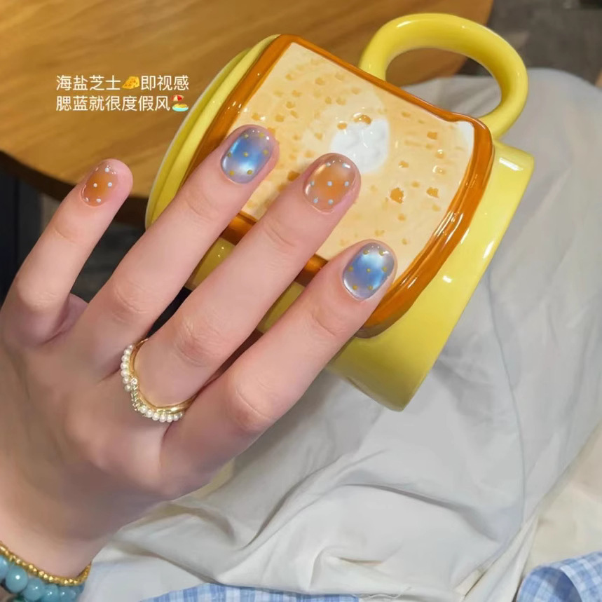 [Queso de sal marina] Estilo AB azul y amarillo con ojos de gato de lunares de Kluli, armadura de pato mandarín hecha a mano