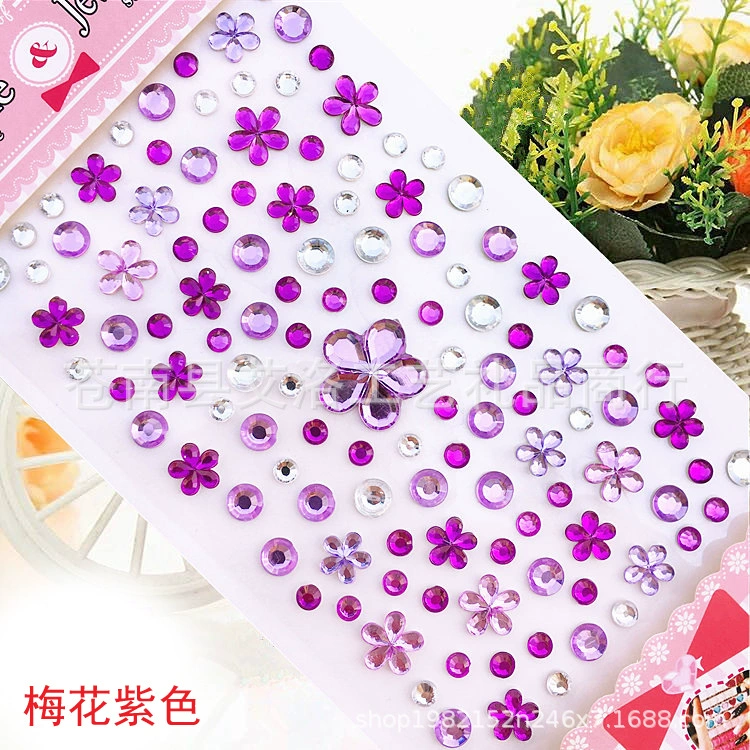 Crystal Patch Acrylic Gem Stickers, Plum Blossom & Heart Designs, 18 × 8.5 cm