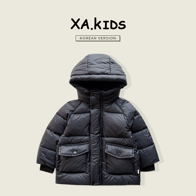 Xian'ao 2024 Winter New Children's Clothing Korean Style Warm Graphene Boys Mid-Length Thick Down Jacket