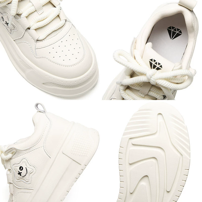 Sneakers, high universal footwear for leisure platform, trend of season, genuine leather