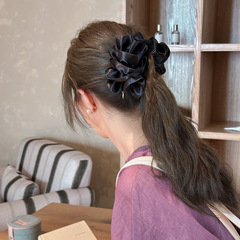 韩系丝光缎面泡泡发夹女后脑勺盘发扭扭夹丸子头发抓夹香蕉夹头饰