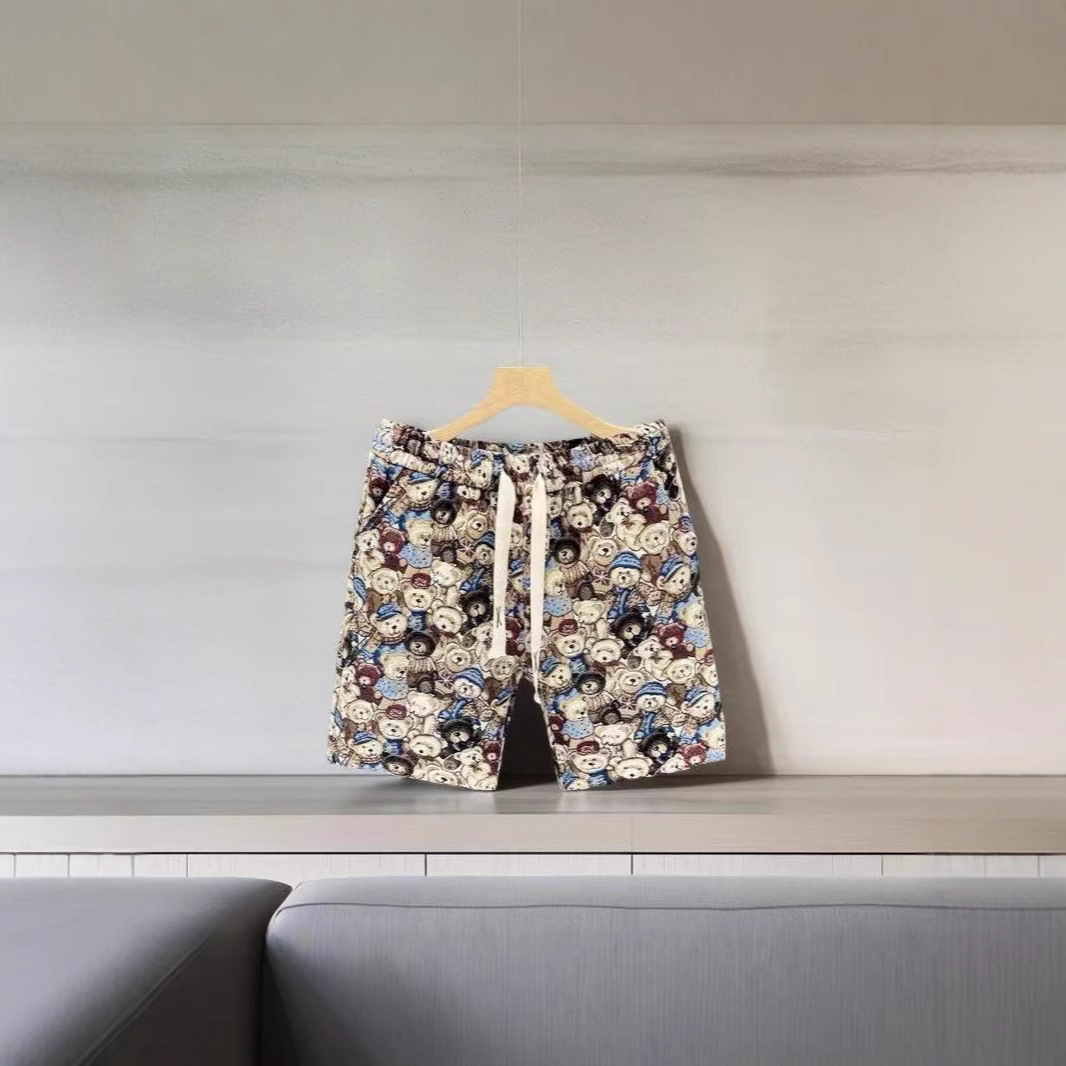 Men's Summer Thin Shorts Casual Sports Loose Fit Beach Pants With Bear Print_viptrois.com