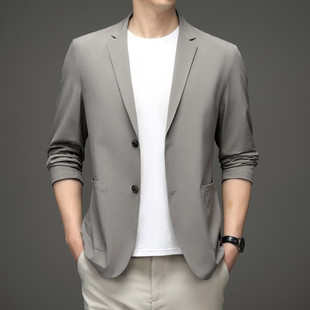 Suit Lightweight Single Breathable Western Sun Protection Top Jacket Men's Ice Silk Suit Men's Spring and Summer New Casual Suit