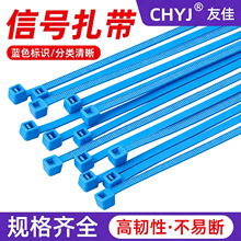 蓝色尼龙信号扎带塑料捆绑束线带蓝色分类标识户外防腐抗老化抗UV