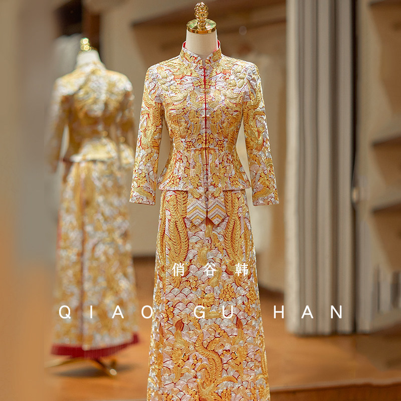 Dragon and Phoenix Wedding Attire 2026 New Style Chinese Wedding Dress for Bride, Slimming Ancient Costume Bridal Gown, Royal Toast Dress, Wedding Dress for the Bride's Departure
