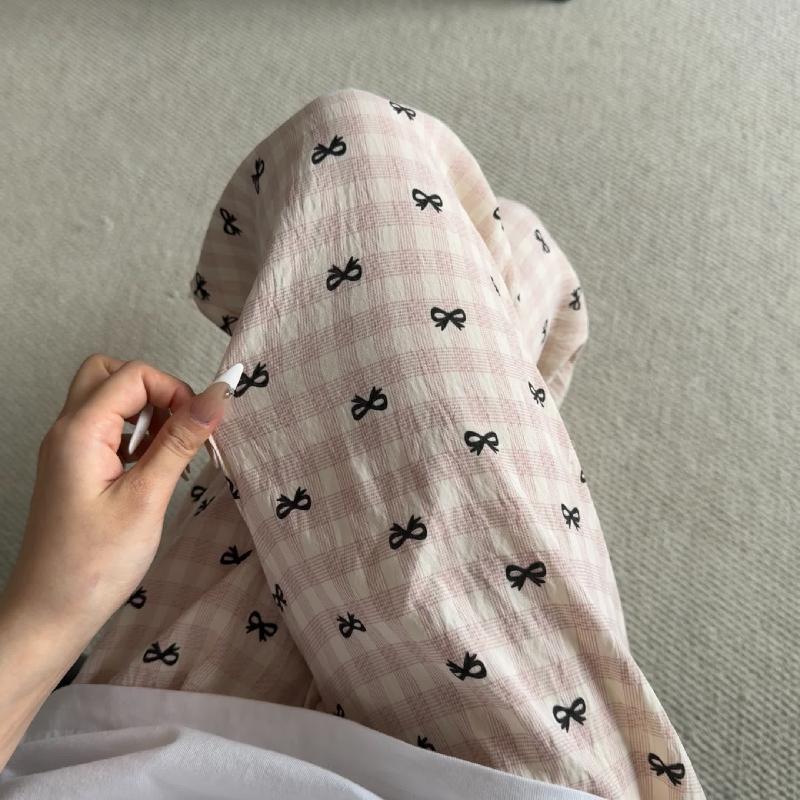 Primavera y verano · Pantalones de pijama casuales para mujeres pantalones a prueba de mosquitos rojos en línea 2025 nuevos pantalones caseros para llevar
