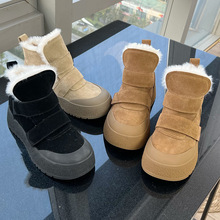 新款保暖雪地靴女2025冬季厚底增高魔术贴棉鞋复古休闲百搭短靴女