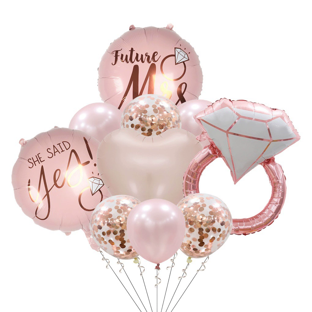 Трансграничное кольцо для любви из розового золота с бриллиантами алюминиевый шар Танабата День Святого Валентина исповедь свадебное украшение воздушный шар оптом