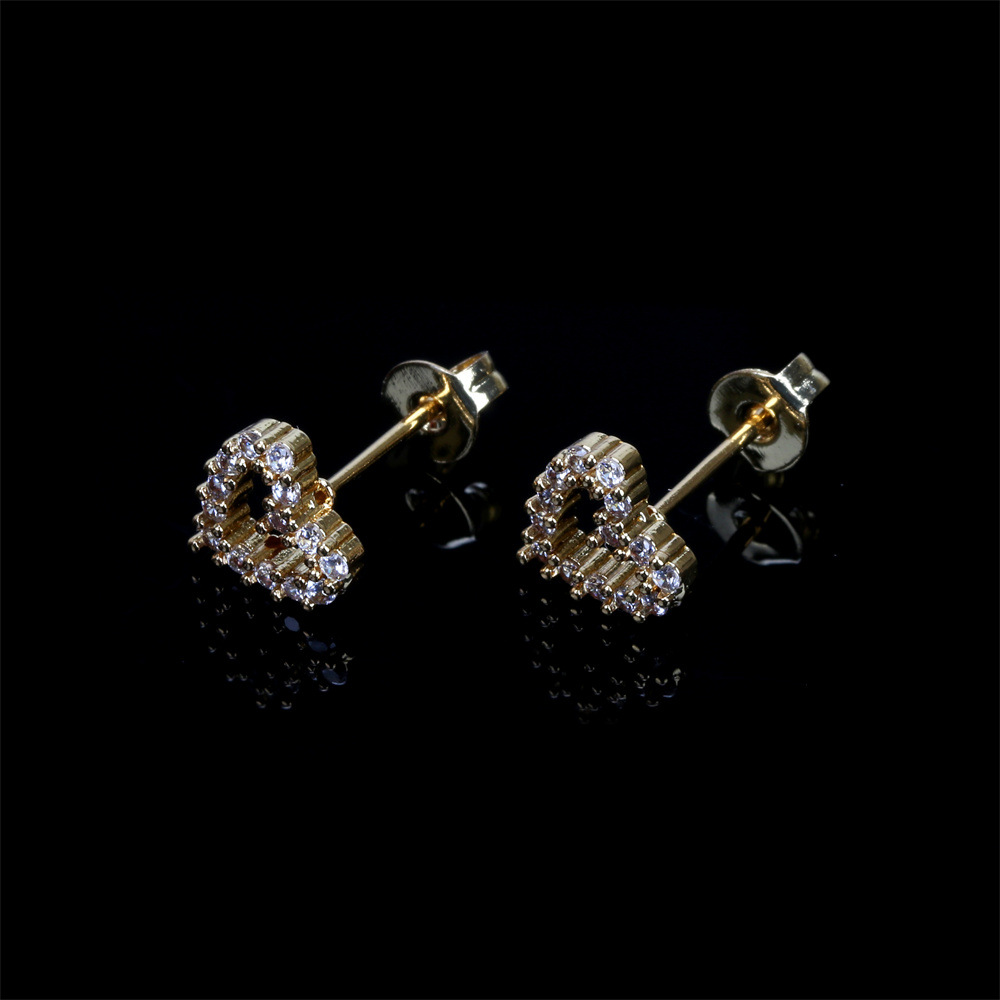 Romantic Sweet Dating Zircon Love Exquisite Small Copper Earrings display picture 4