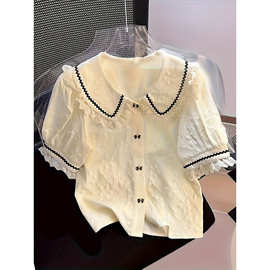 C 98994 French Puff Sleeve Lace Blouse 法式泡泡袖蕾丝衬衫