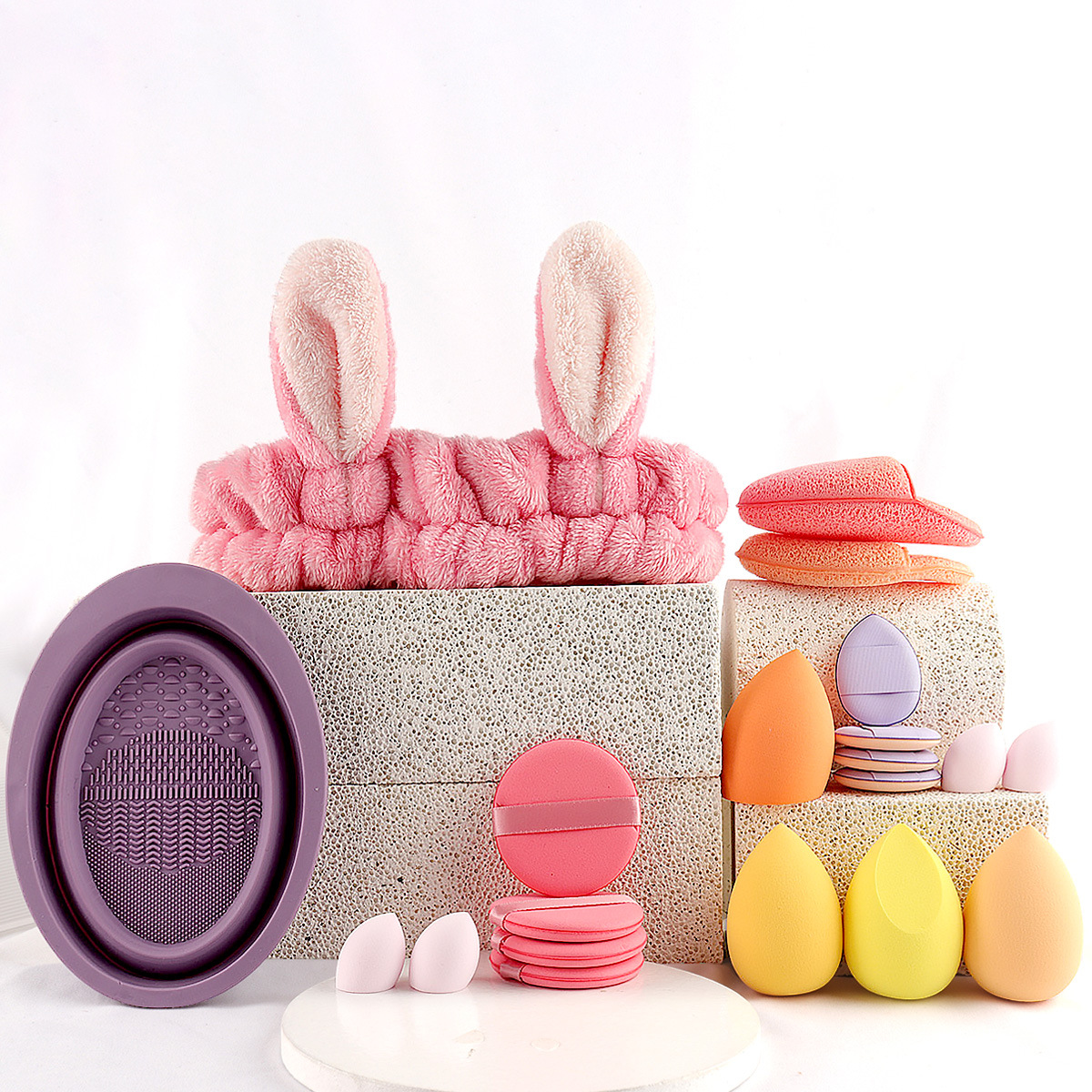 31 herramientas de maquillaje con paquetes de impresión de belleza grandes combinaciones de cabello con polvo de maquillaje cepillo de maquillaje limpio completo