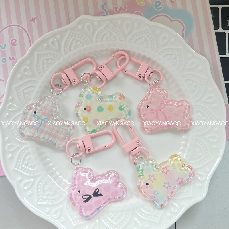 Cute Clear Rabbit Keychain Ins Girl's Best Friend Couple's Bag Pendant Gift Accessories All-match Cute Clear Rabbit Keychain Ins Girl's Best Friend Couple's Bag Pendant Gift Accessories All-match