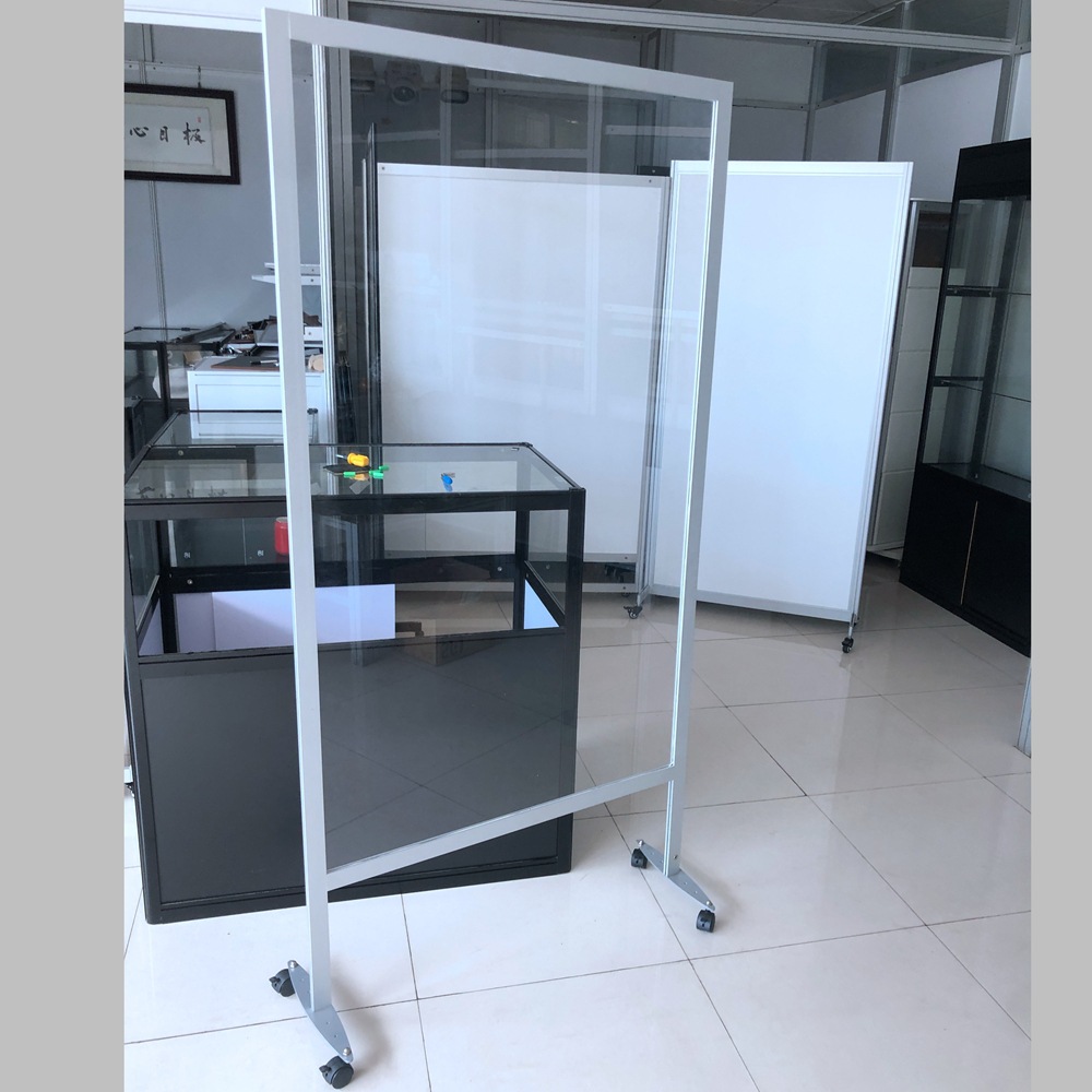 疫情病毒防唾沫隔离移动屏风铝架透明有机板餐厅酒楼隔离防护铝架