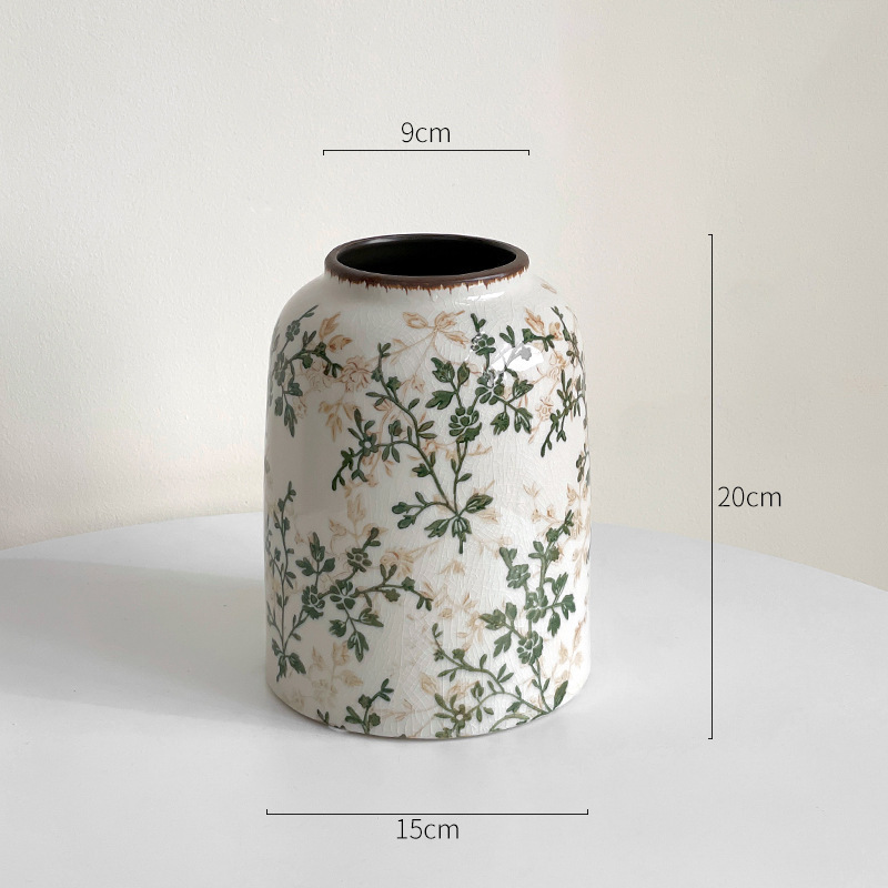 花レトロセラミック花瓶装飾品リビングルーム水耕フラワーアレンジメントクリエイティブ牧歌的なスタイルの装飾品新しいメーカー|undefined