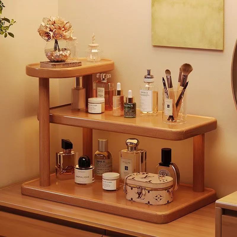 Cosmetics Storage Rack, Dressing Table, Desktop Skin Care Product Storage Box, Solid Wood Entryway Perfume, Lipstick, Jewelry Storage Rack