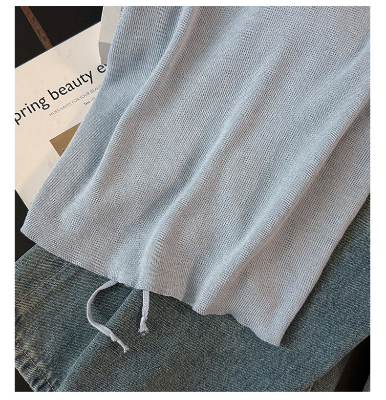 Women's Clothing Women's Summer New Casual Sports Fashion Suit Round Neck Back Tie Hollow Short Sleeve Denim Pants Two Piece Suit_mkmklike.com