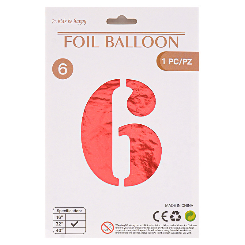 32 pulgadas Tarjeta de papel digital OPP globo de embalaje independiente fiesta de cumpleaños ambiente decorativo globo