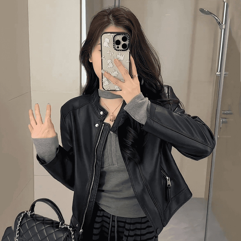 独特别致小众皮衣夹克女2025春季新款设计感拉链短款机车外套上衣