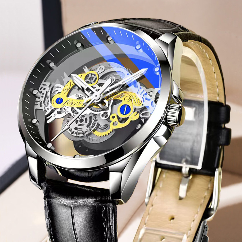 Horizontal three-pin silver black belt