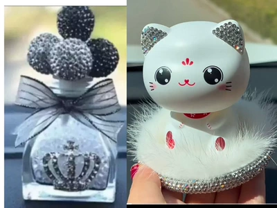 Car ornaments: Ceramic Cat Diamond Car Ornaments - 63set