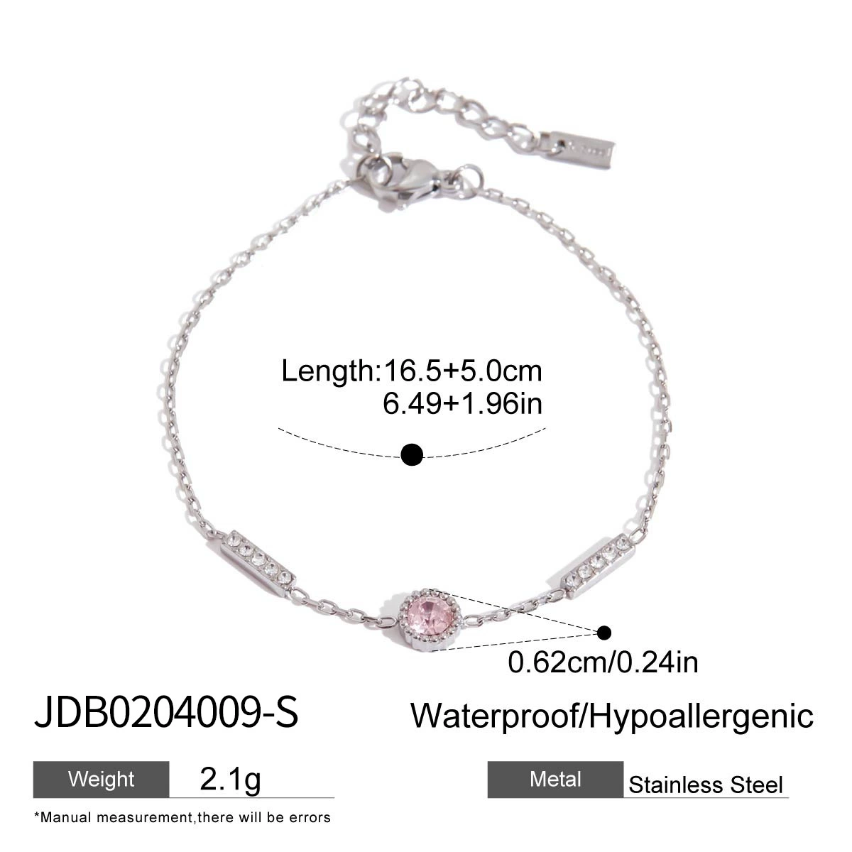 杰鼎 (Cross-border trading), bracelet stainless steel with zircon, accessory, European style, light luxury style, high-quality style, does not fade