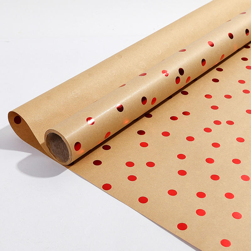 Transfronterizo Amazon kraft papel de embalaje de Navidad estampado punto aleatorio regalo papel de embalaje DIY en stock al por mayor