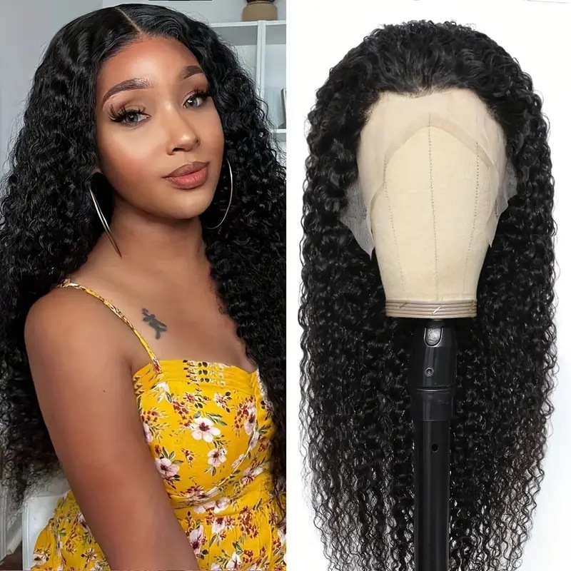 Modische Lace-Front-Perücke mit kleinen Locken im europäisch-amerikanischen Stil, synthetisches Haar mit Body Wave, durchschnittliche Kappengröße, für den täglichen Gebrauch_voghion.com