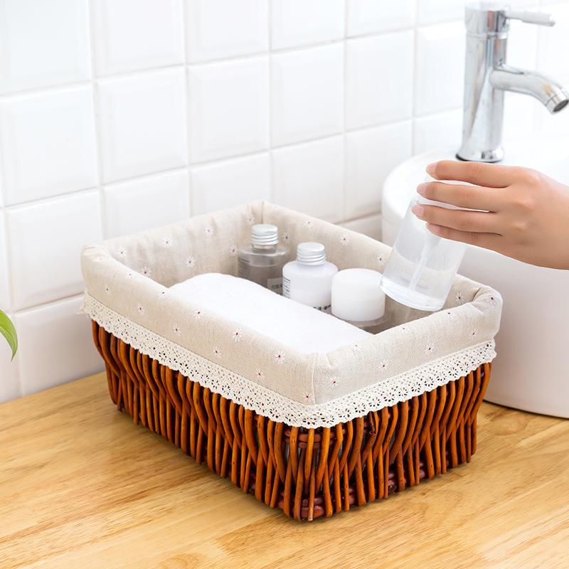 Cesta de almacenamiento de mimbre cesta de almacenamiento de escritorio cesta de almacenamiento de bambú ropa de juguete de mimbre de almacenamiento cesta de almacenamiento de escritorio en casa